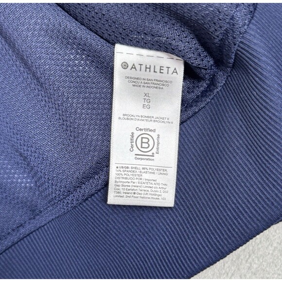 Athleta Jacket Women XL Captivate Chrome Blue Brooklyn Bomber Workout Athleisure - Picture 8 of 10